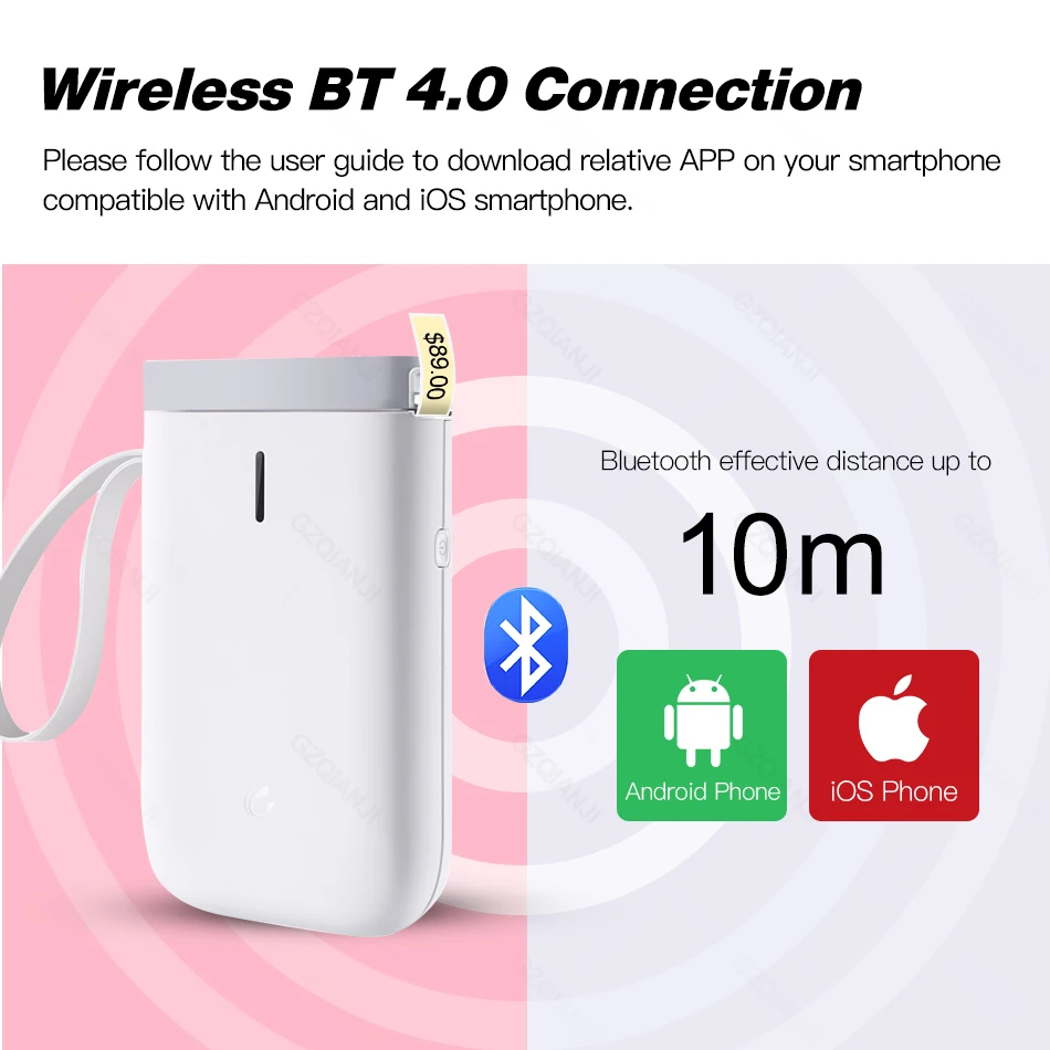 Беспроводной принтер для этикеток портативный карманный D11 термопринтер BT