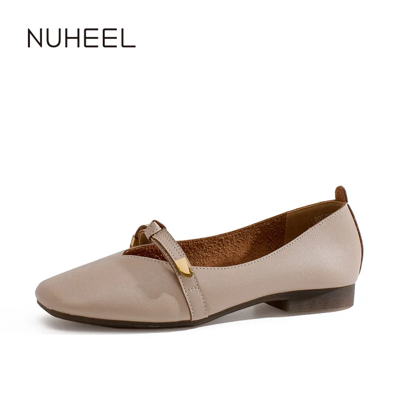 Женские туфли лодочки NUHEEL на толстом и низком каблуке с квадратным носком мелким