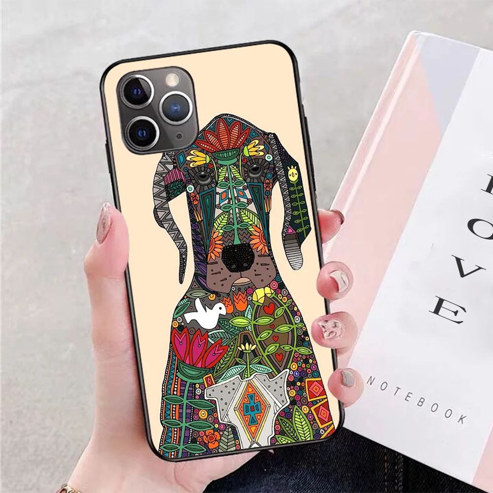 

For iPhone Great Dane love beige Soft TPU Border Apple iPhone Case