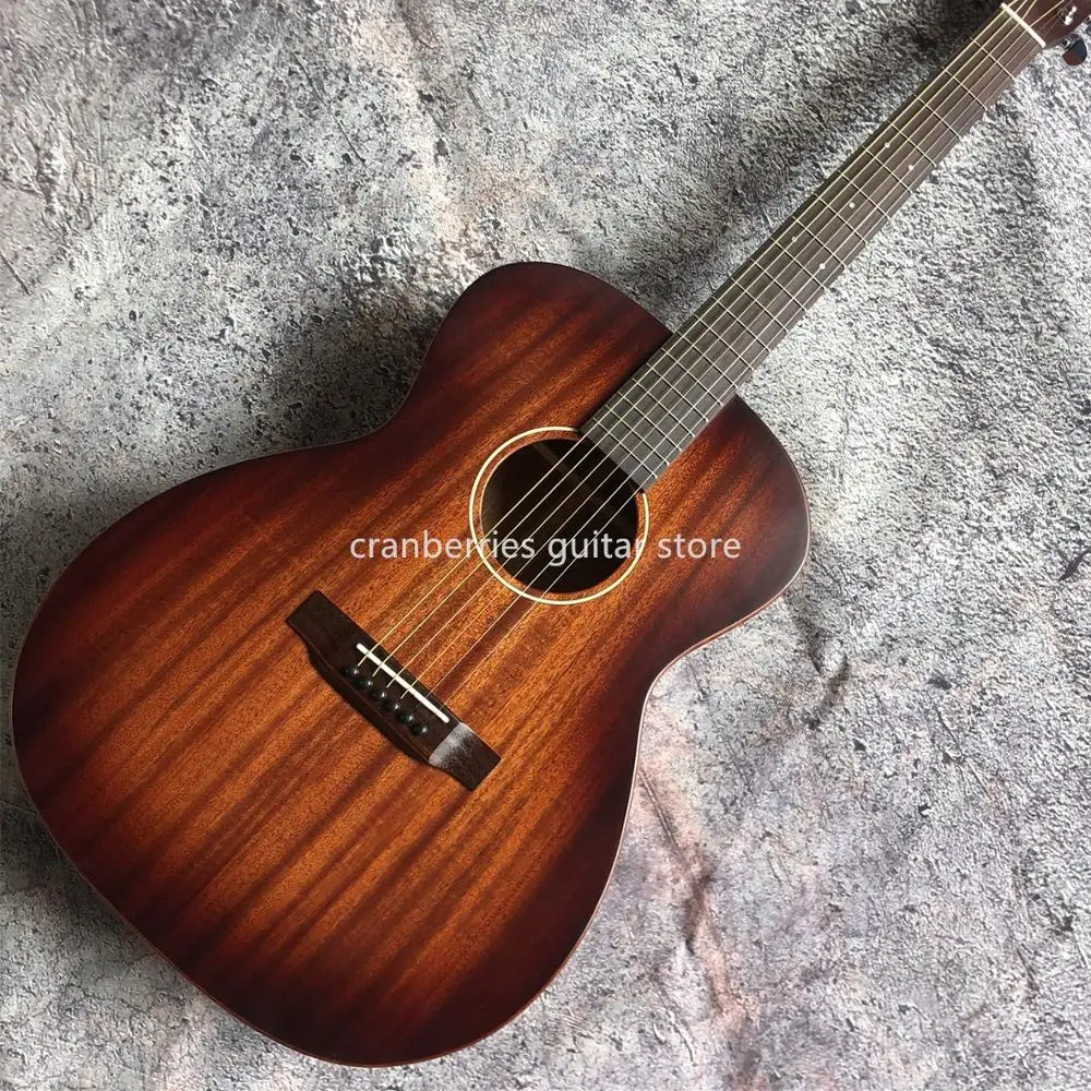 

classical M model,39 inch retro acoustic guitar,OM style,all mahogany wood,matt finished body,bone nut,free shipping