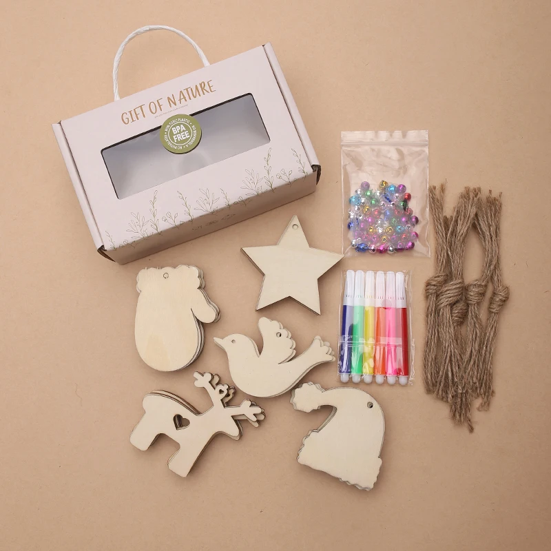 1 Juego de colgantes de Navidad para decoraci&oacute;n de &aacute;rbol de Navidad, colgante de madera pintado, accesorio de fotograf&iacute;a conmemorativo de crecimiento de beb&eacute; de A&ntilde;o Nuevo-5
