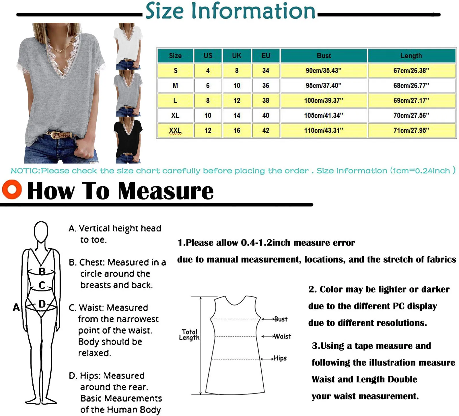 

Lace V-neck Casual Loose Top Ladies Summer Solid Short Sleeve T-Shirt Clothes Harajuku Loose T Shirt Femme Mujer Camisetas #BL2