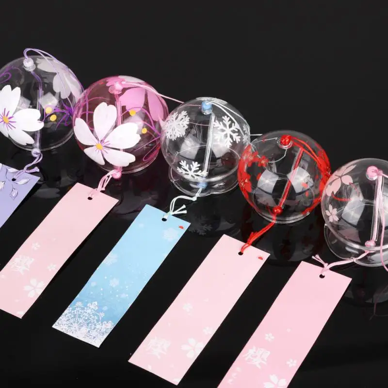 

Japanese Wind Bell Handmade Glass Wind Chimes Handpainted Sakura Wind Bells Home Garden Hanging Decoration