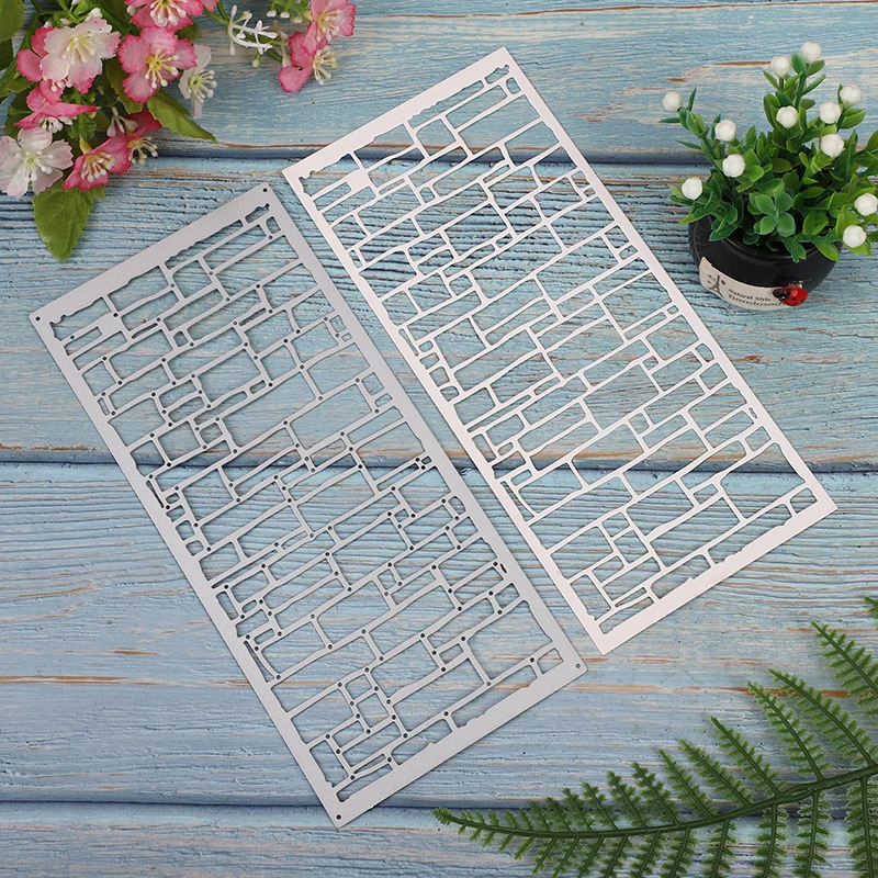 

2022 New Arrival Metal Brick Wall Pattern Background Cutting Dies for Scrapbooking Card Making Rectangle Frame Stencils