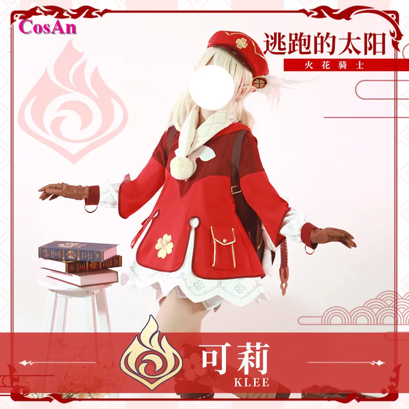 

New Hot Game Genshin Impact Klee Cosplay Costume Spark Knight Cute Red Lolita Dress Female Activity Party Role Play Clothing S-L