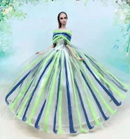 cosplay 16 bjd handmade blue green striped wedding doll clothes for barbie dresses princess party gown playhouse accessory toys