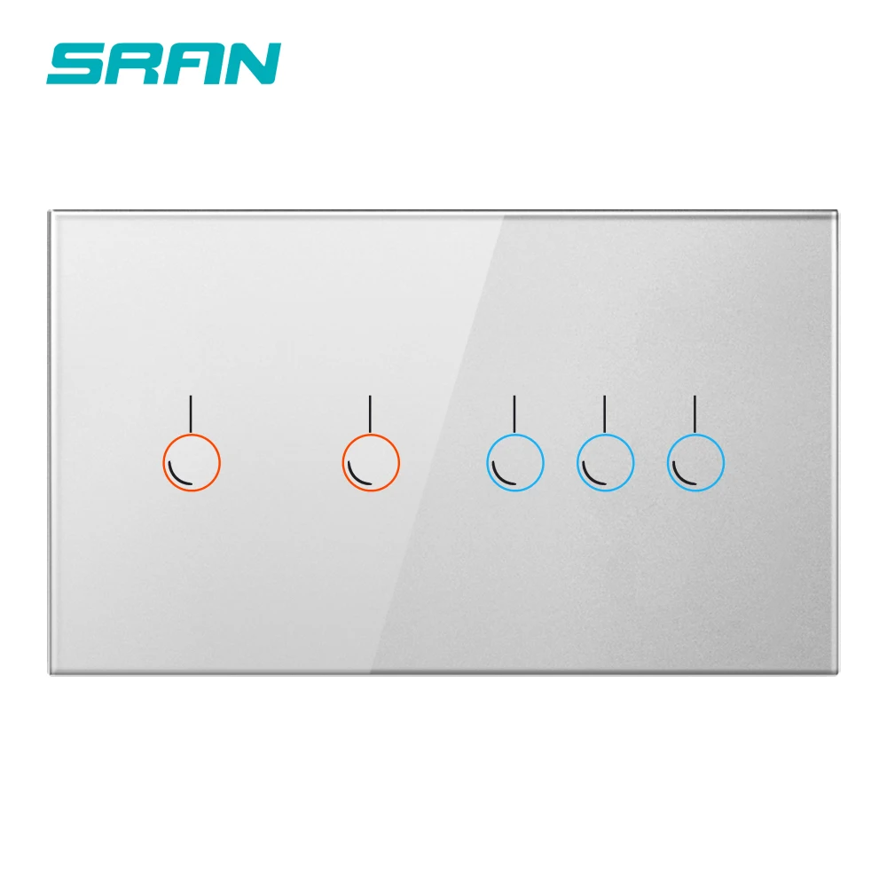 SRAN EU/UK настенный сенсорный выключатель Стекло Панель 146*86, 170 V-250 V Сенсорный экран Электрический светильник управляемый коммутатор роскошный умный дом