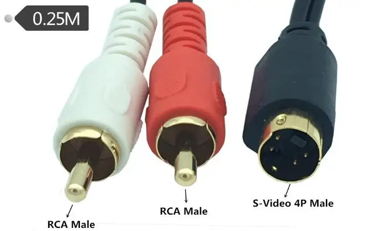 S Video & 2 RCA аудио кабели Combo 4 контактный SVideo Мужской Шнур позолоченный 0 25 м|Кабели