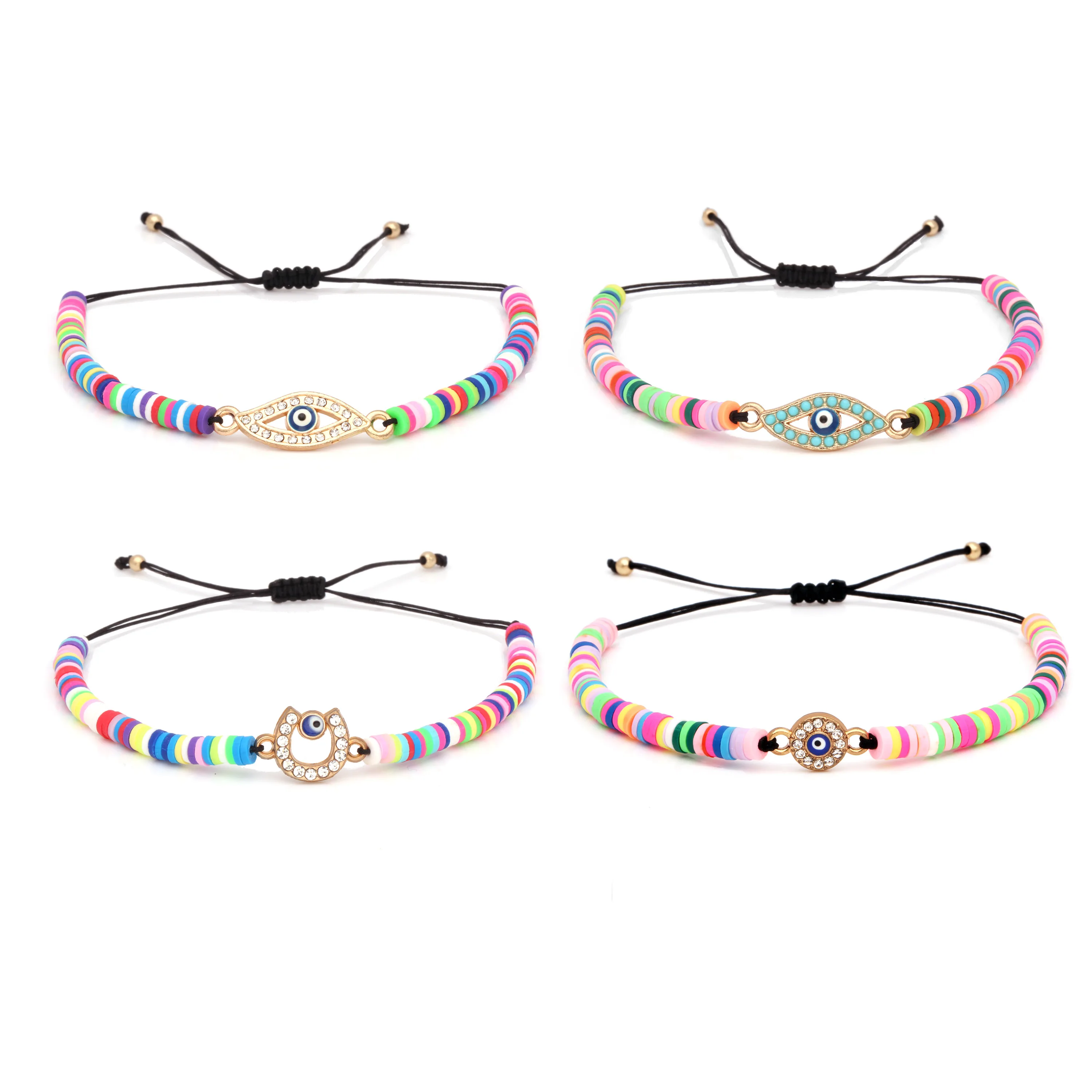 Радужные бусины из полимерной глины подкова сглаза удачи амулет браслет с