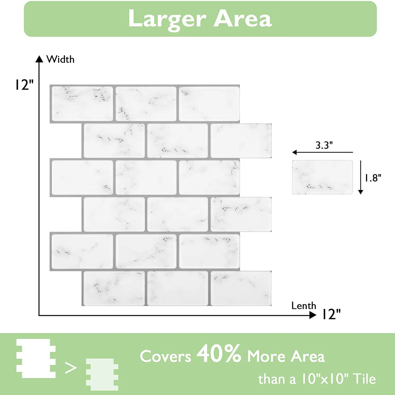 

Wallpaper Sticker Waterproof Backsplash Tiles Thicker 30.5X30.5CM Self-Adhesive Kitchen 12" X 12" Heat