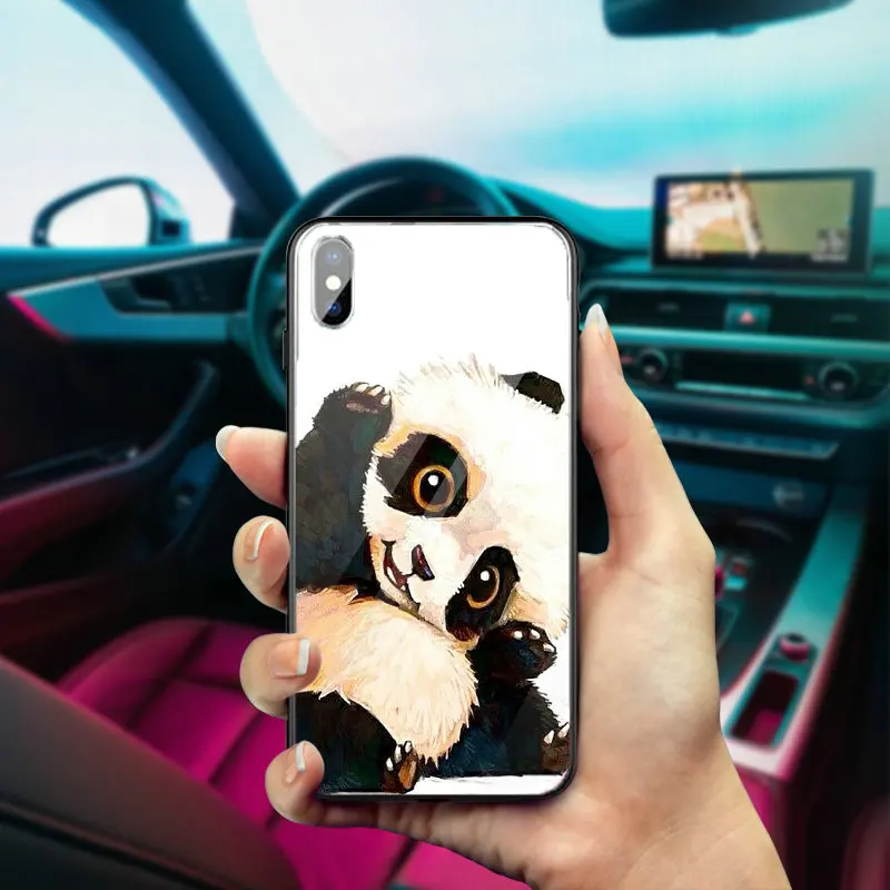 Забавные мультяшные панды любовь сердце для iPhone X XR XS 11 Pro Max 10 7 5 детской SE 6 6S 8 Plus
