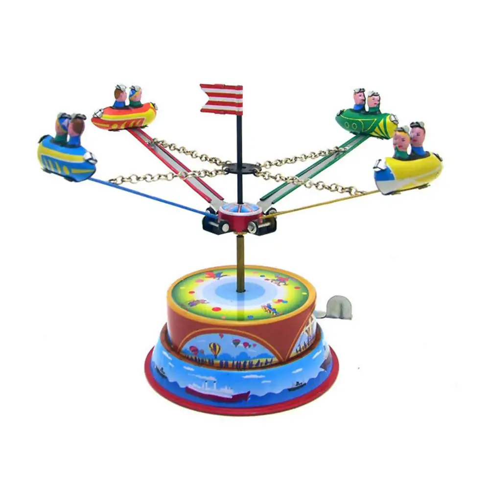 

NEW Nostalgic Children Series Amusement Park Iron-skin Rotating Spacecraft Blocks Playground Toys For Children Gifts Windmill