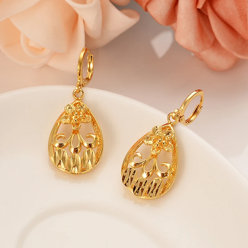 Украшения Gold Charms Jewelry с прекрасными подвесками в форме цветов для женщин - серьги-капельки brincos. Винтажный стиль для девочек, детей и взрослых. Рождественский подарок, украшение для тела.