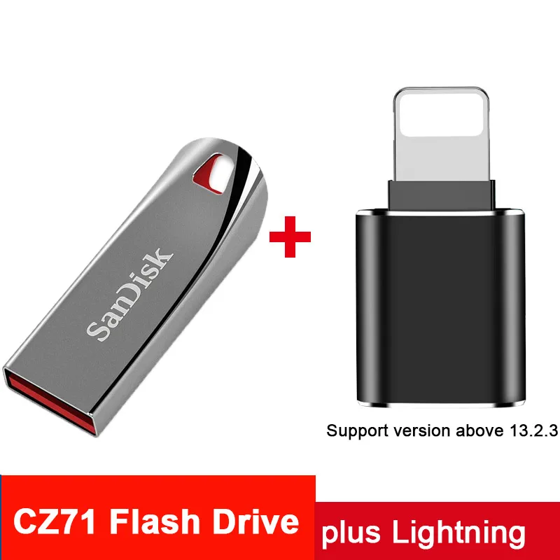 CZ71 plus Lightning SanDisk usb флешка cle usb флеш-накопитель флэш-накопитель 64 ГБ 32 ГБ Флешка карта памяти 16 Гб otg флеш-накопитель с lightning для iphone iPod диск на ключ флешки карта памяти презервативы флеш накопитель юсб флешка - Цвет: CZ71 plus Lightning