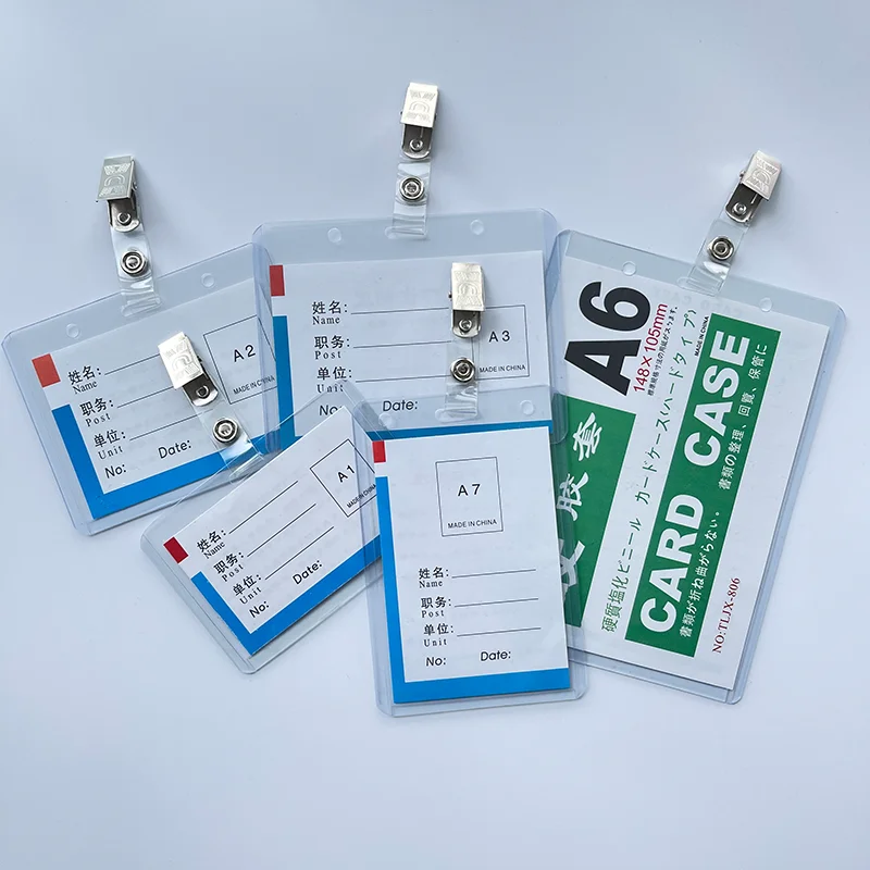 

5pcs Transparent PVC Sleeve Ward Isolation Medical Identification Doctor ID Clear Card Cordon Badge Photo Holder Nurse with Clip