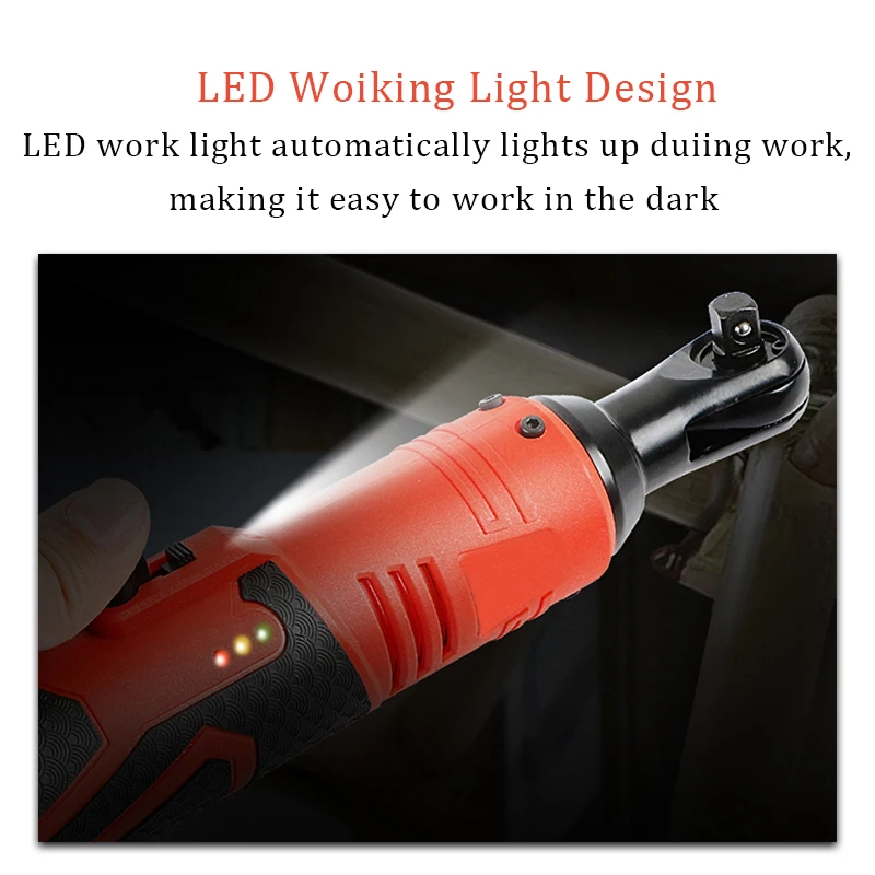 

42V Electric Wrench Angle Drill Screwdriver 100NM 3/8'' Cordless Ratchet Wrench Scaffolding With 1/2 Lithium-Ion Battery