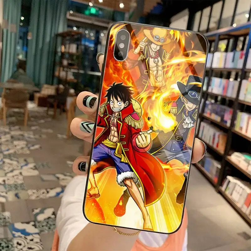 

KPUSAGRT One Piece Ace Luffy Phone Case Tempered Glass For iPhone 11 Pro XR XS MAX 8 X 7 6S 6 Plus SE 2020 case
