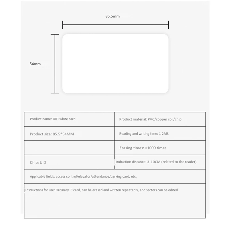 

10PCS RFID NFCsmart Chip Badge Clone 0 Sector Writable Tag UID Access Control Thin Card 13.56Mhz Rewritable Copy Key