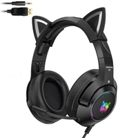new product k9 pink cat ear cute girl gaming headset with mic enc noise reduction hifi 7 1 channel rgb wired headphone