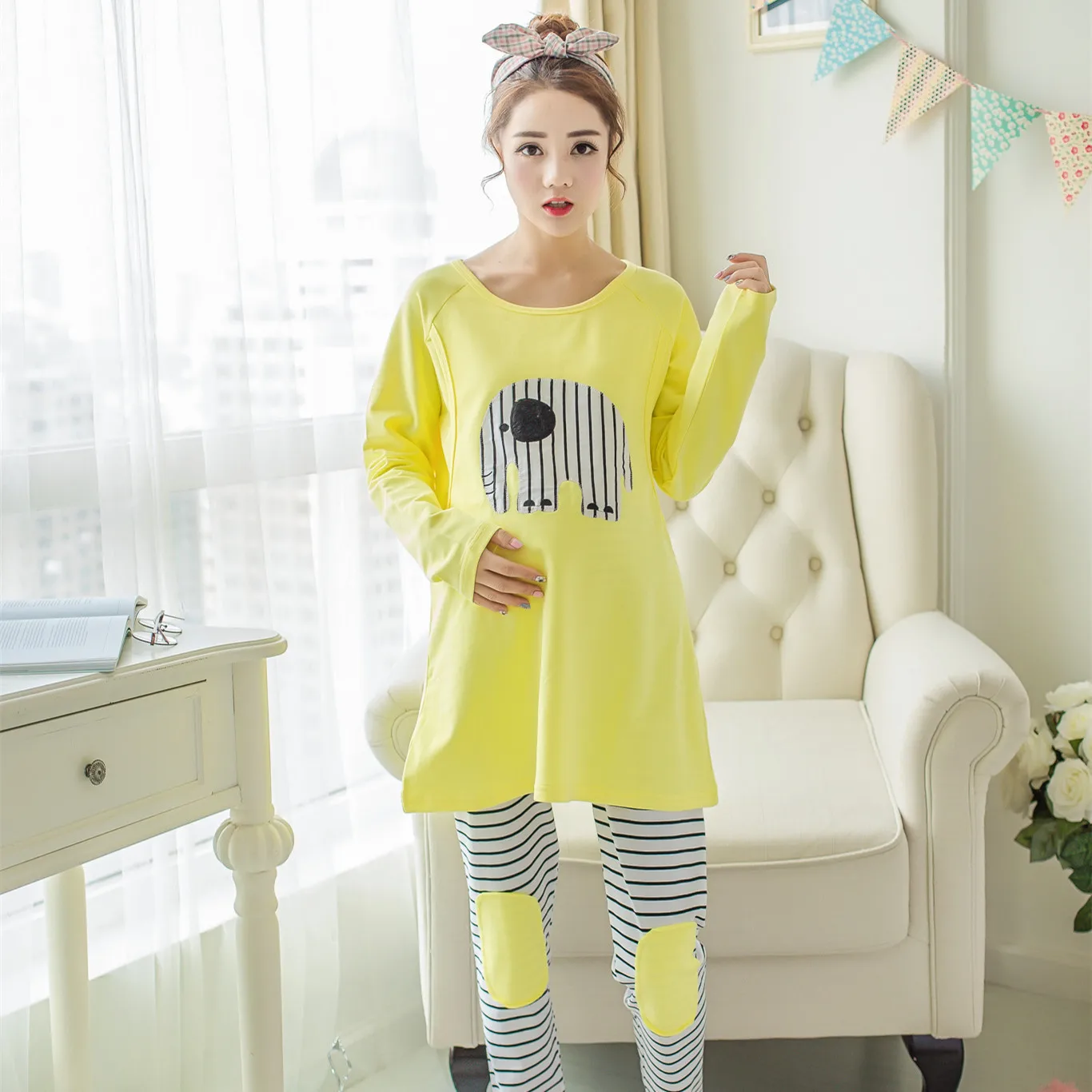 Летняя пижама из чистого хлопка для беременных женщин |