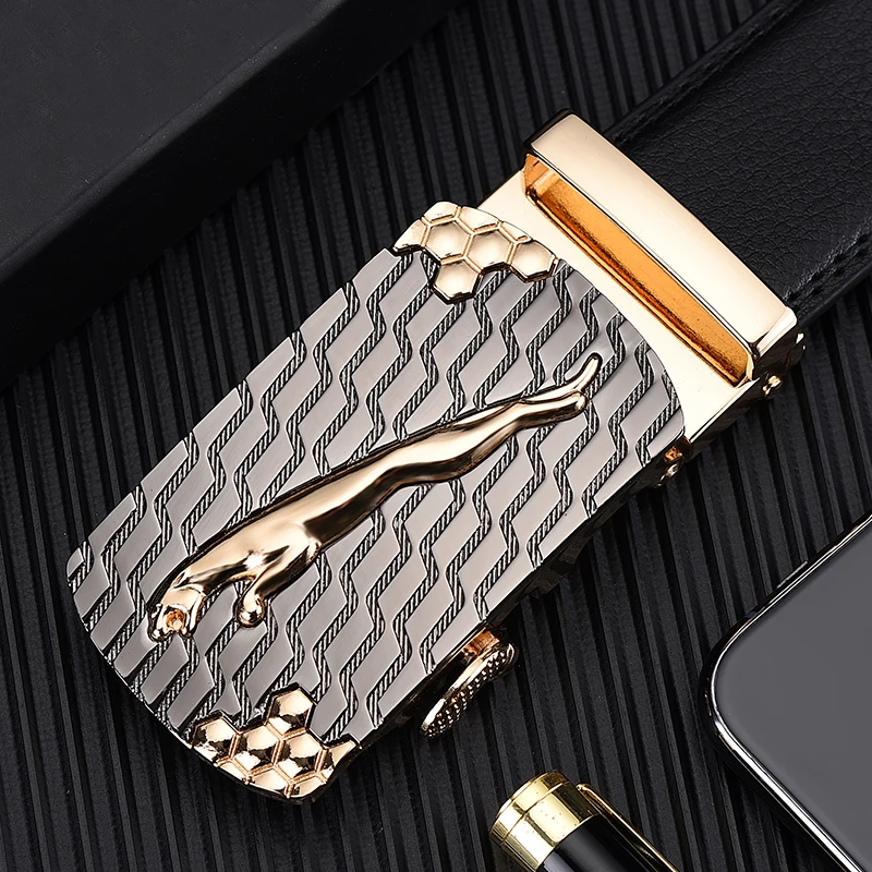 

Роскошный высококачественный мужской кожаный ремень с автоматической пряжкой для брюк из натуральной воловьей кожи Модный повседневный р...