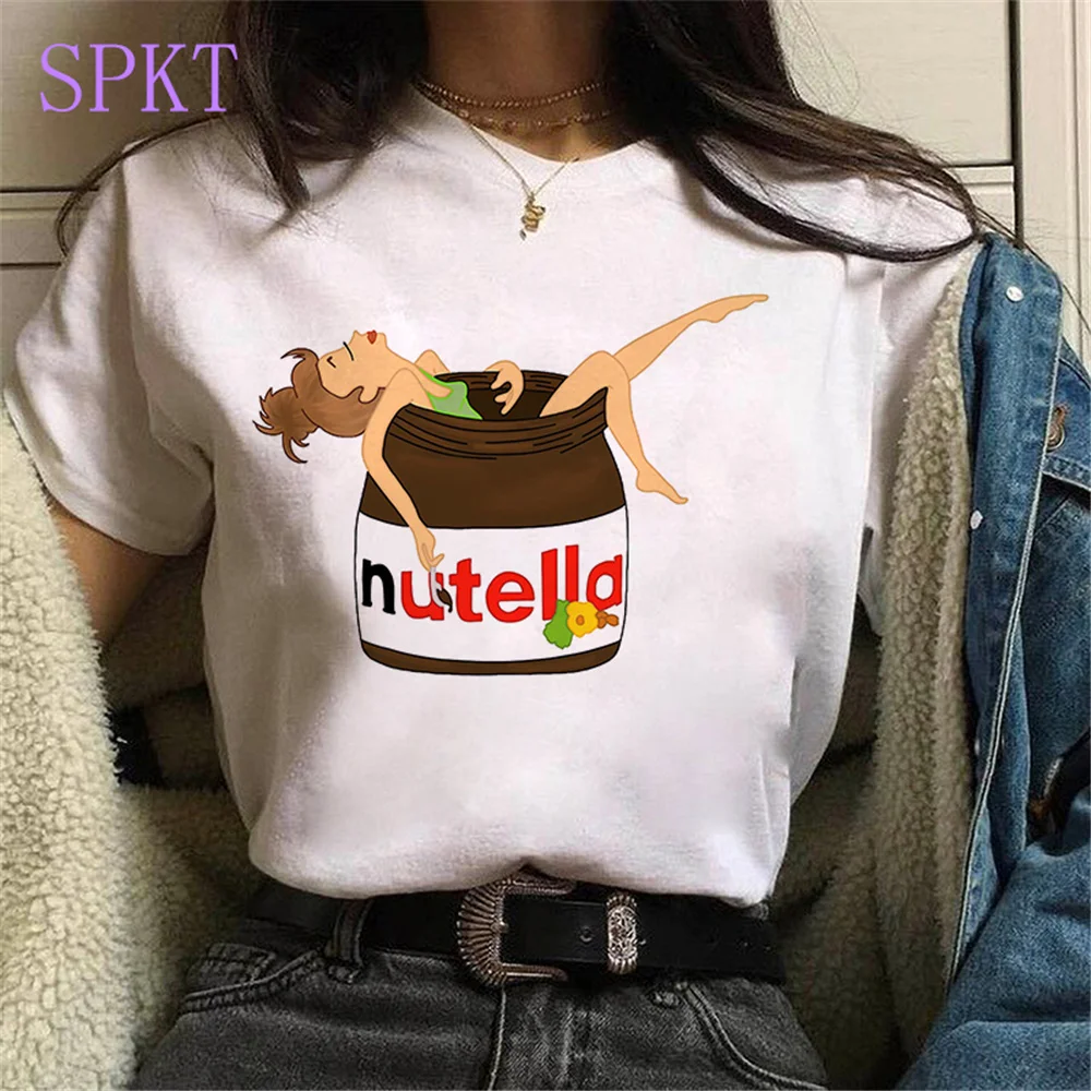 

Kawaii anime print Tees Harajuku funny Nutella for christmas Manga t shirt women gothic punk tops oversized women/men's T-Shirts