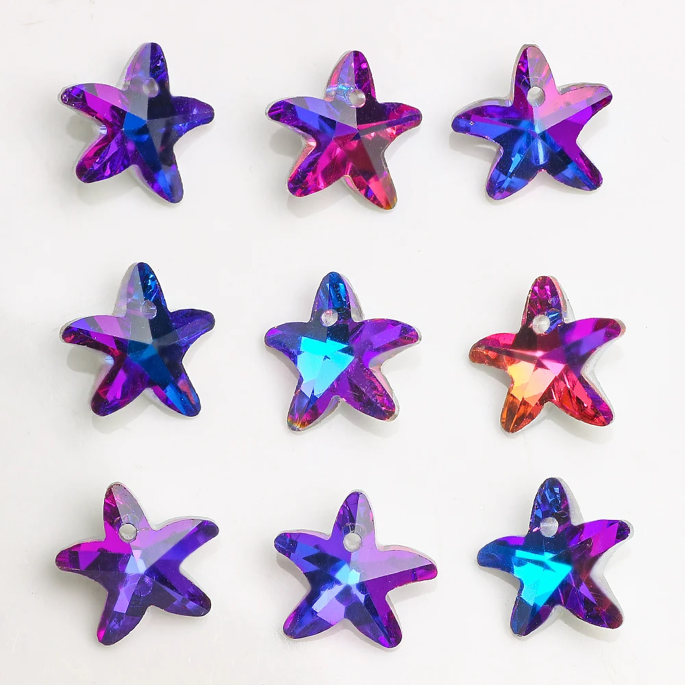 Crystal Heart Charms Pendant Blue Color 14mm Glass Beads for Jewelry Making Necklaces Earrings DIY Needlework Accessories 20pcs | Украшения