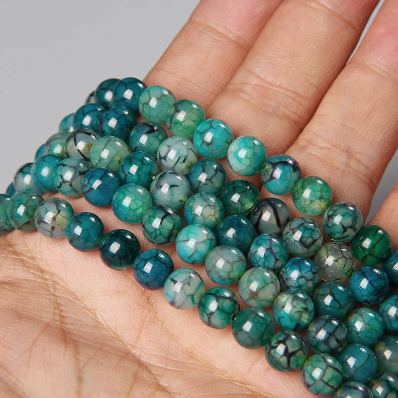 Гладкий натуральный камень огненный Агаты вены дракона треснувшая бусина