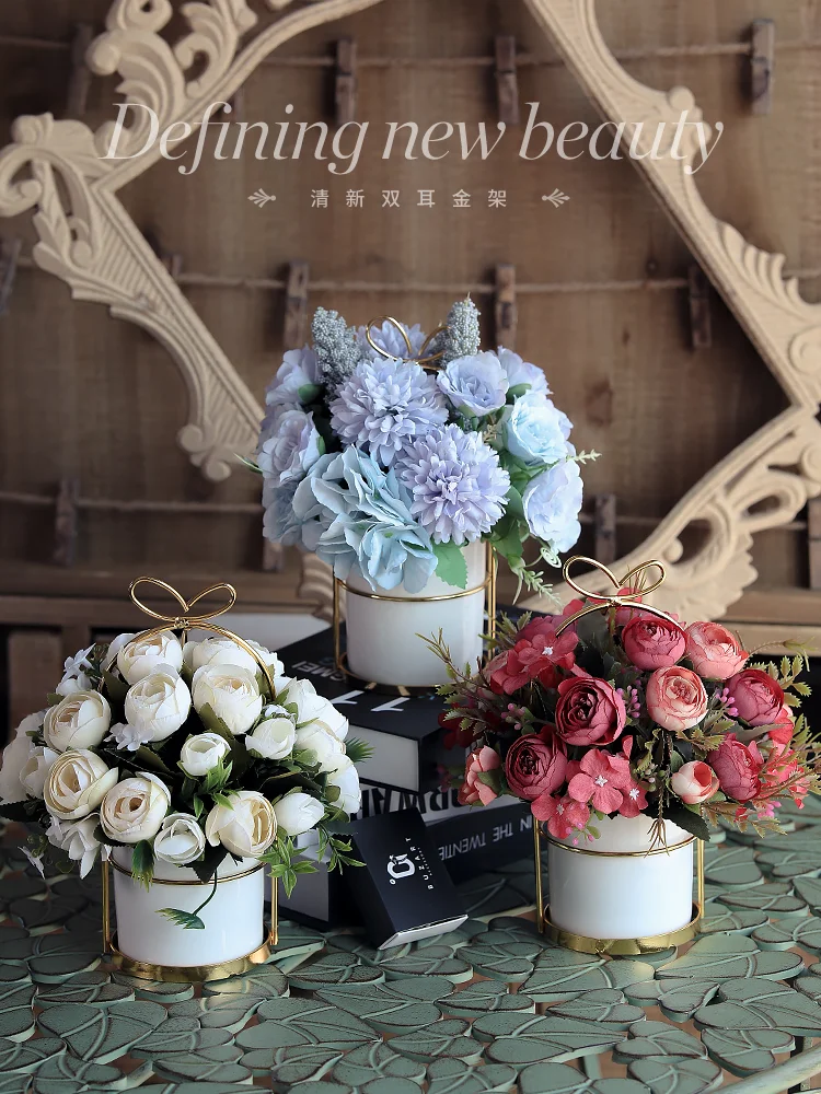 Европейский стиль искусственный набор горшков для цветов ваза сервировки стола