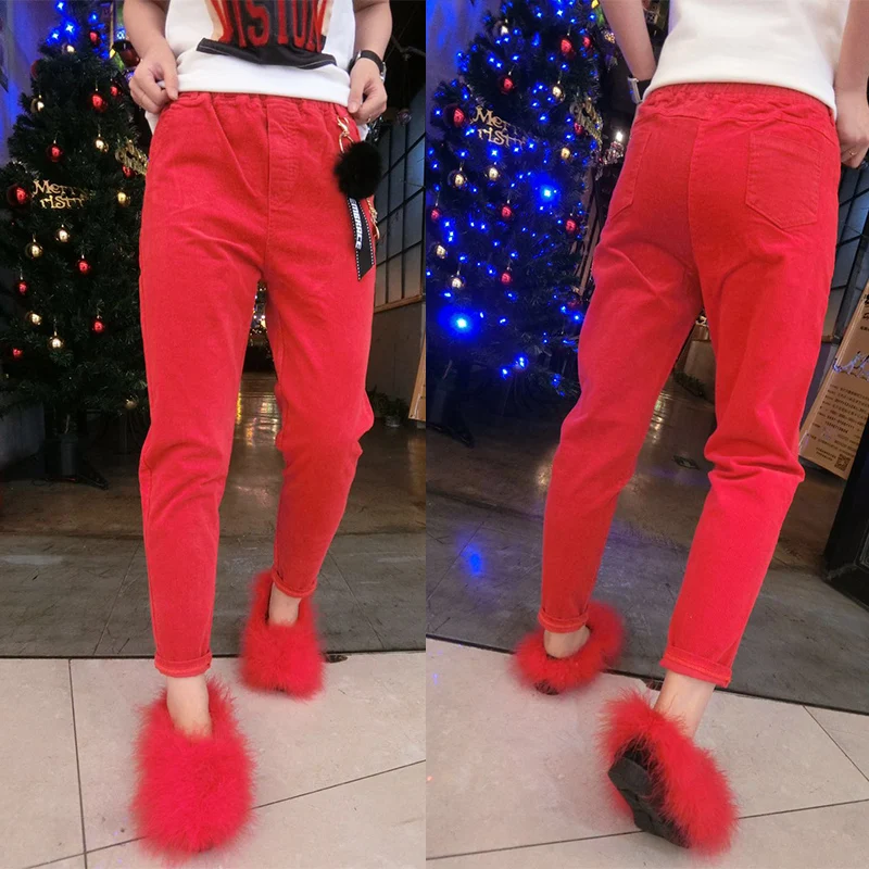 Осенние вельветовые брюки шаровары женские модные облегающие с эластичным