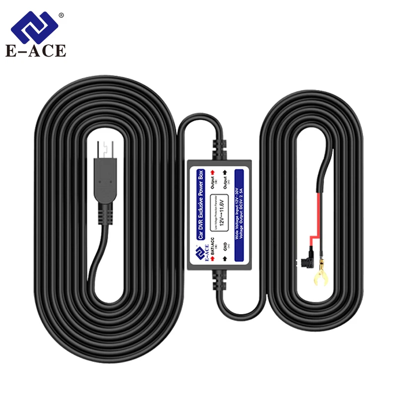 E-ACE Z01 Buck Line Mini Car Charger Hard Wire Hardwire Kit for Dash Cam Reaview Mirror 24H Parking Monitoring Cars Accessories |