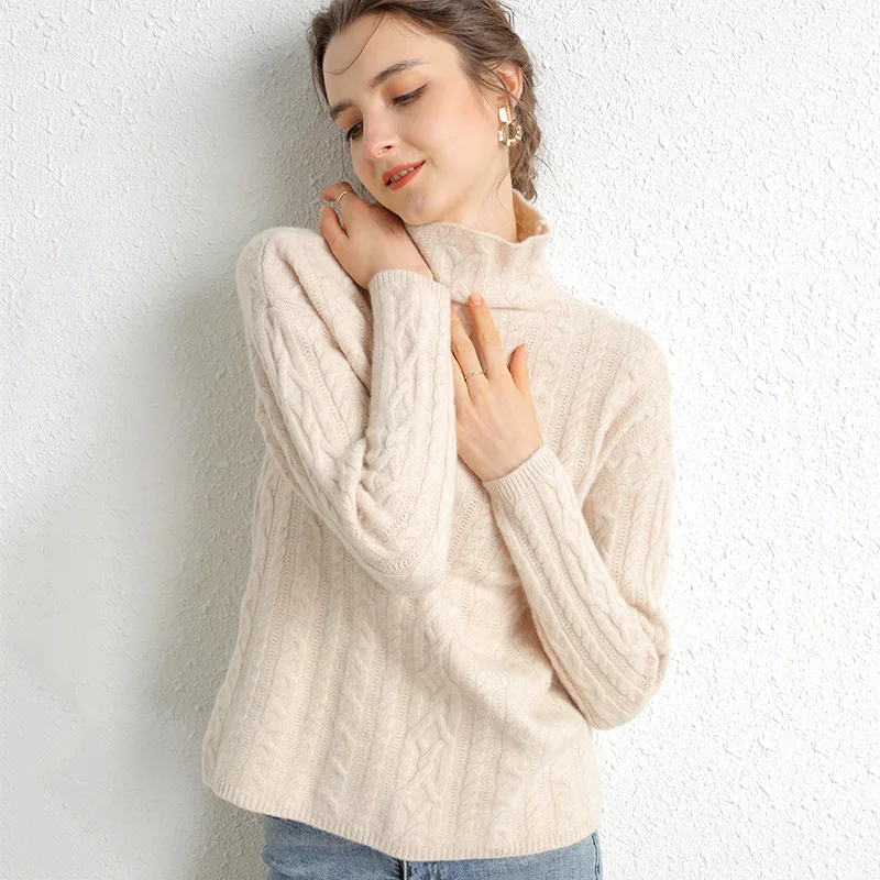 Кашемировая водолазка вязаный зимний свитер Женский пуловер Теплый Осенний