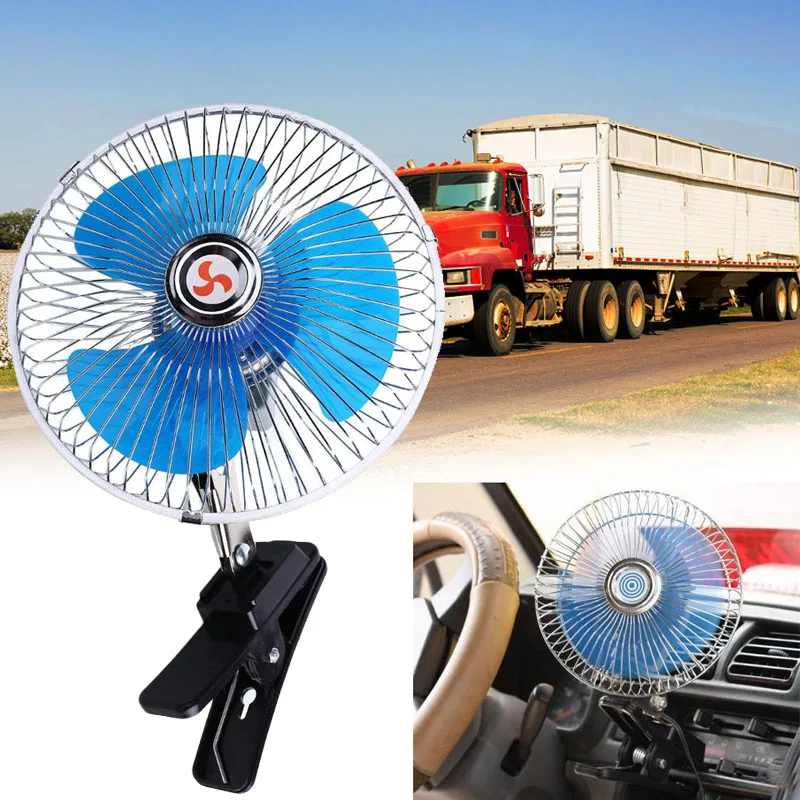 

24V Car Fan Portable Clip Fan Summer Cooling Fan Low Noise Truck Vehicle Wind Air Cooler Conditioner Fans