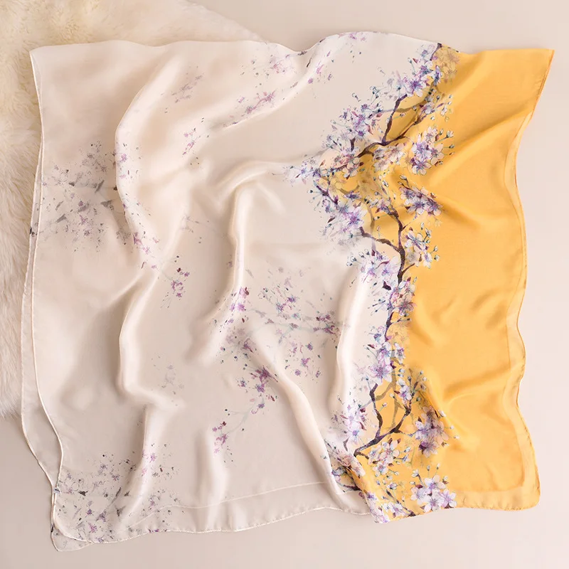 2020 Новый женский шелковый шарф с цветочным принтом пляжные шали и обертывания