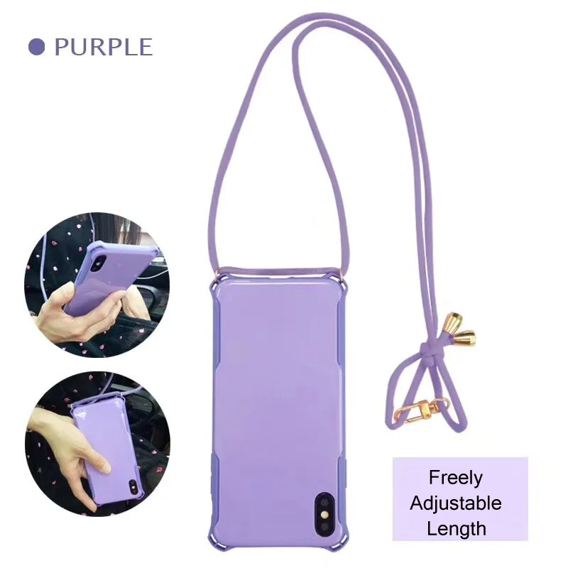 Strap Cord Chain Candy Color Phone Case For iPhone 11 Pro XS Max XR X 7 8 6 6s Plus Carry Necklace Lanyard Clear Cover Cases |