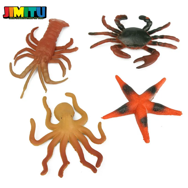 JIMITU 12 шт./компл. 4,5-8 см Пластик морской фигурки животных животные океана Морская жизнь Акула китовый Краб детские игрушки
