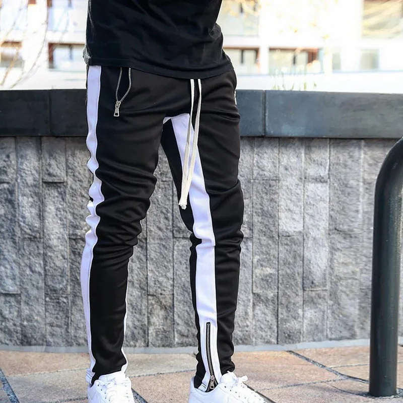 

Outdoor Zipper Men Gym Fitness Sports Jogger Pants Sport Gym Skinny Casual Pants Jogging Male Gym Trousers 2021
