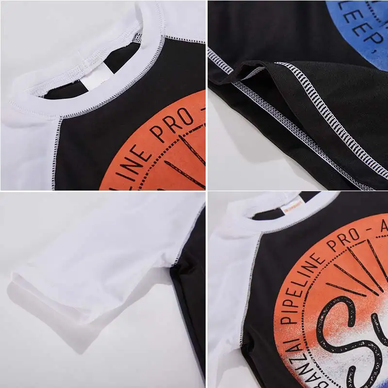 Одежда для серфинга с короткими рукавами мальчиков SPF 50 однотонная пляжная