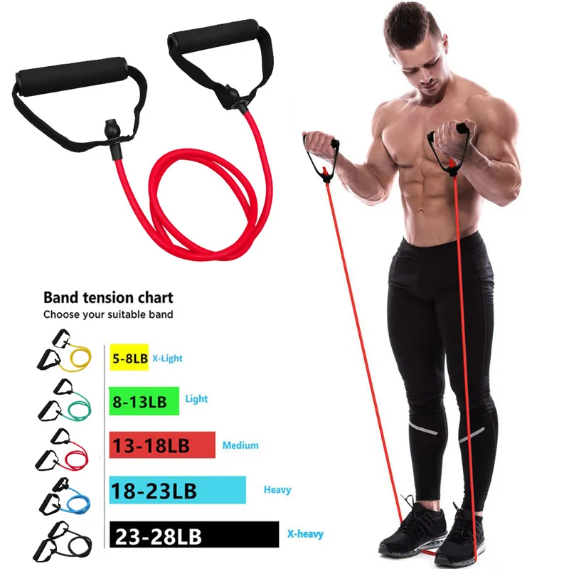 

5 Levels Resistance Bands with Handles Yoga Pull Rope Elastic Fitness Exercise Tube Band for Home Workouts Strength Training