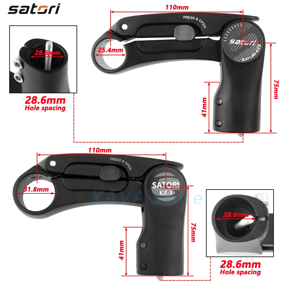 Велосипедный подъемник SATORI EZ-3Adjustable увеличивающий рост 25 4/31 8 мм вынос руля для