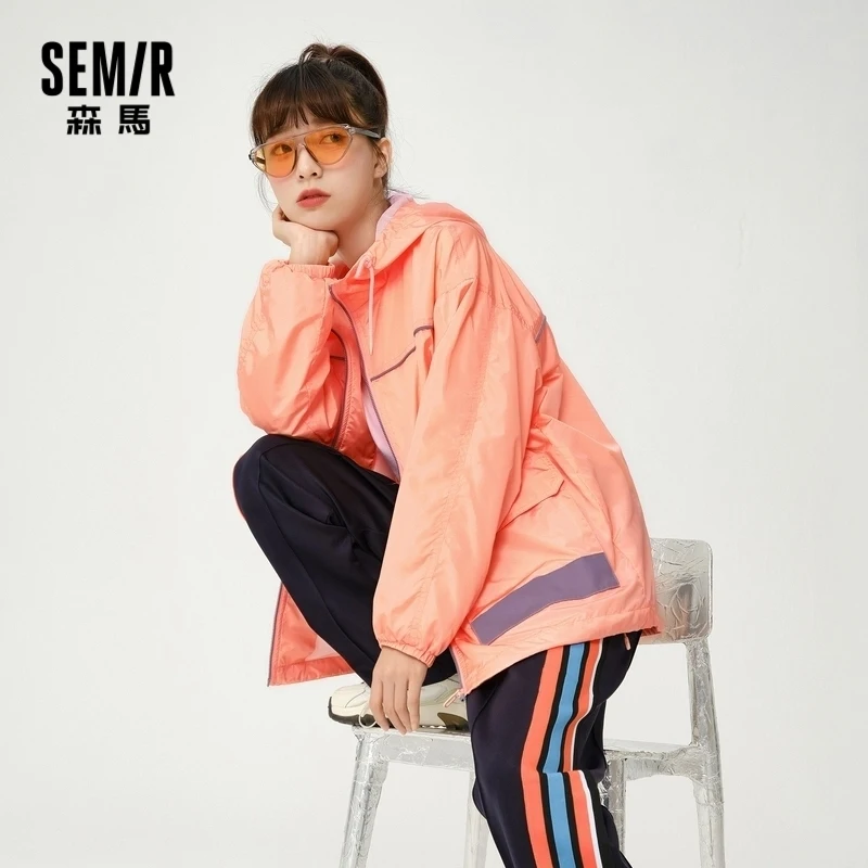 

SEMIR Hooded casual wear ladies sunshade breathable top thin section popular oversized coat loose ins spring fashion