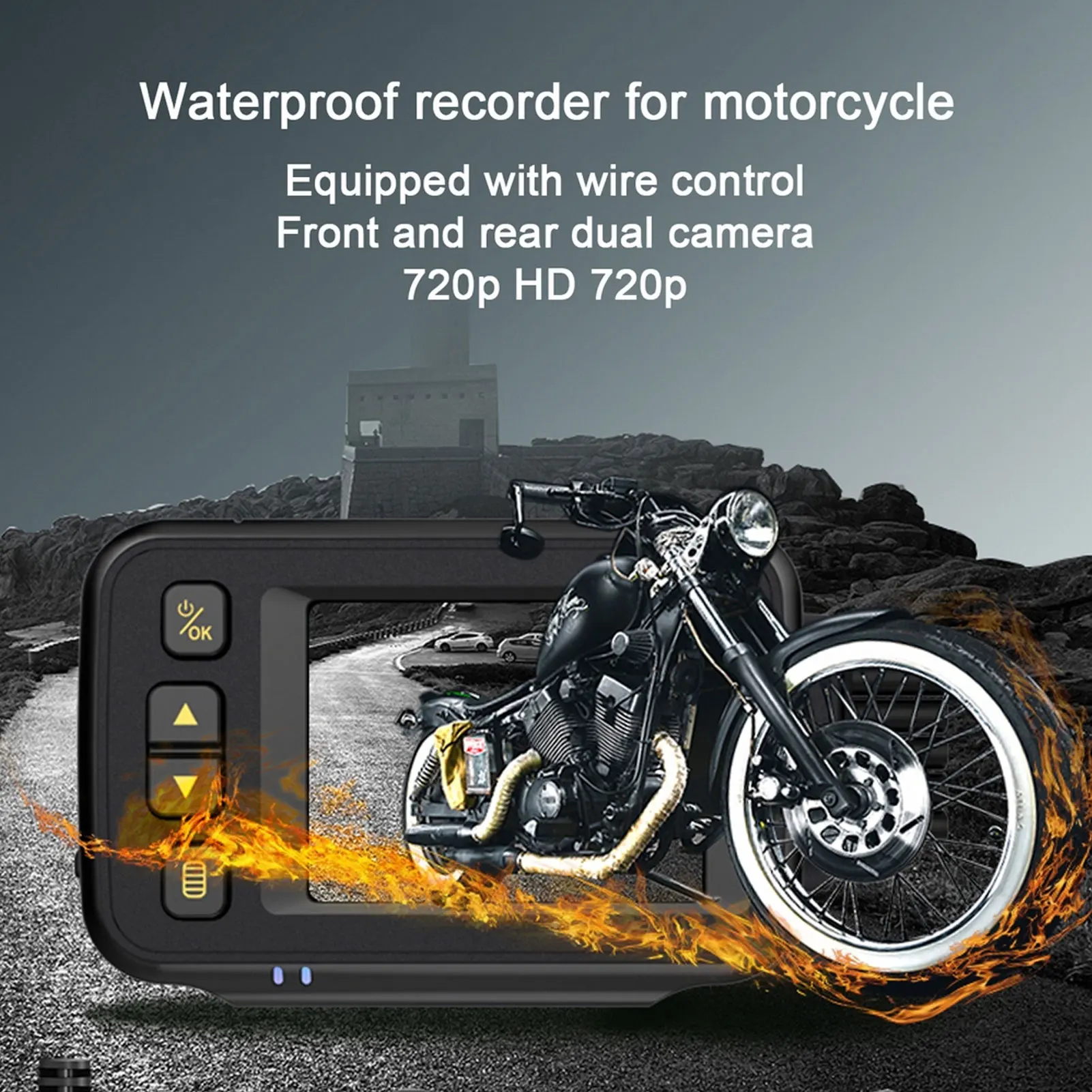 

2.0 Inch 720P HD Motorcycle Front Rear Waterproof Dual-lens Driving Recorder Night Vision Recording Camera Motorcycle DVR
