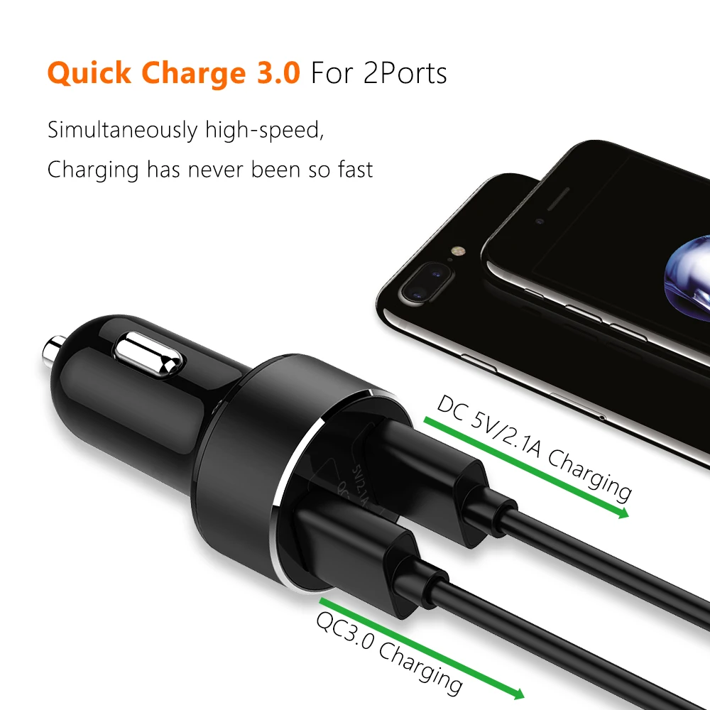 Yibeika 18w car charger fast charging Q3.0 usb for iPhone 11 Huawei Samsung mobile pwireless | Мобильные телефоны и