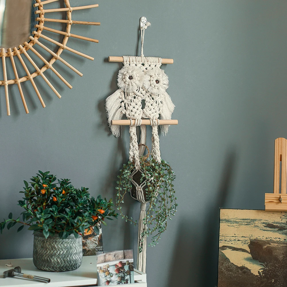

Flower Pots Holder Macrame Plant Hangers Handmade Cotton Rope Hanging Planters Set Indoor Outdoor Boho Home Tapestries Decor