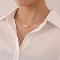 3pcs solid heart pendant necklace gold polished cute choker chain neck jewelry bohemian women fashion accessories