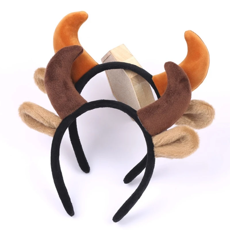 Плюшевые коровьи уши и ободок с рогом забавные животные Косплей Костюм для