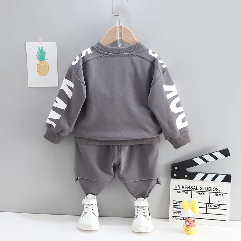 Spring Autumn Toddler Fashion O-Neck Costume Children Casual T-shirt Pants Boys Baby Girl Letter Clothes Kids Cartoon Tracksuits