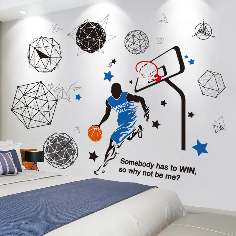 

Basketball Player Wall Stickers DIY Geometric Patterns Mural Decals for Kids Room Teen Bedroom Children Nursery Home Decoration