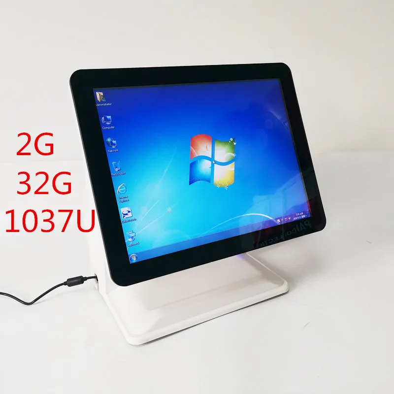 white 2G 32G 1037U Сенсорная система POS терминал машина 15 ''Сенсорная панель ЖК-монитор экран с небольшим клиентским дисплеем кассовый аппарат - Цвет: white 2G 32G 1037U