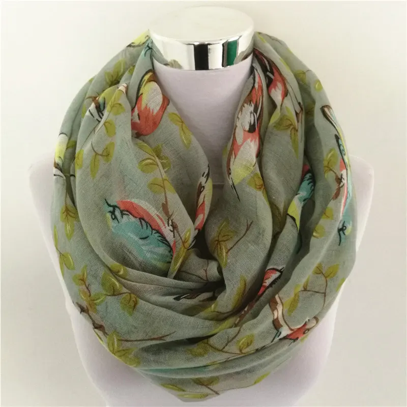 10 шт./лот новый шарф с принтом птиц 100% вискоза шарфы для женщин весна осень